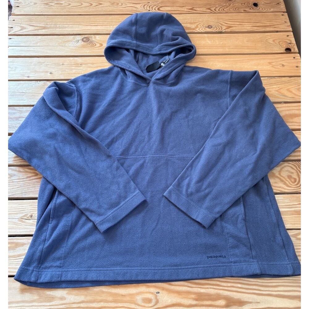 Vintage Patagonia Synchilla Men’s Hooded Fleece Pullover Top Size L Blue H2